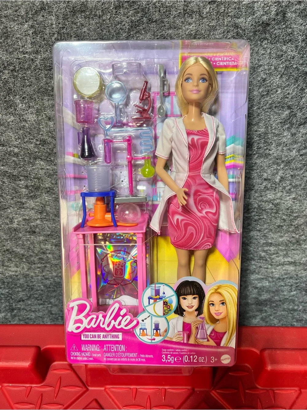 Barbie Pink Swirl Dress Scientist Doll with Lab Set